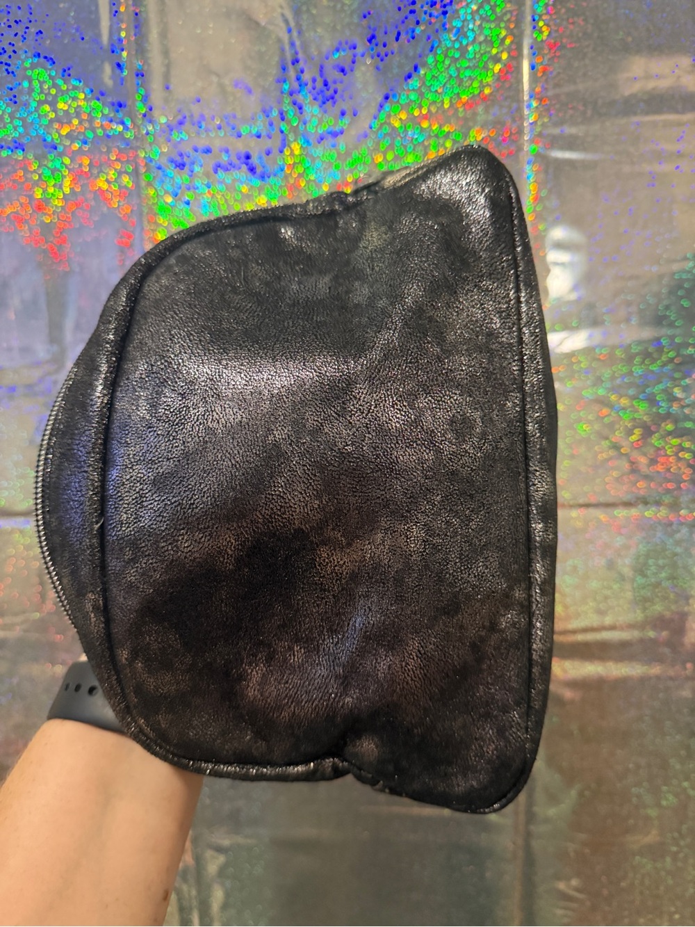 bareMinerals Black Metallic Cosmetic Makeup Bag Travel Toiletry Pouch Zip Case